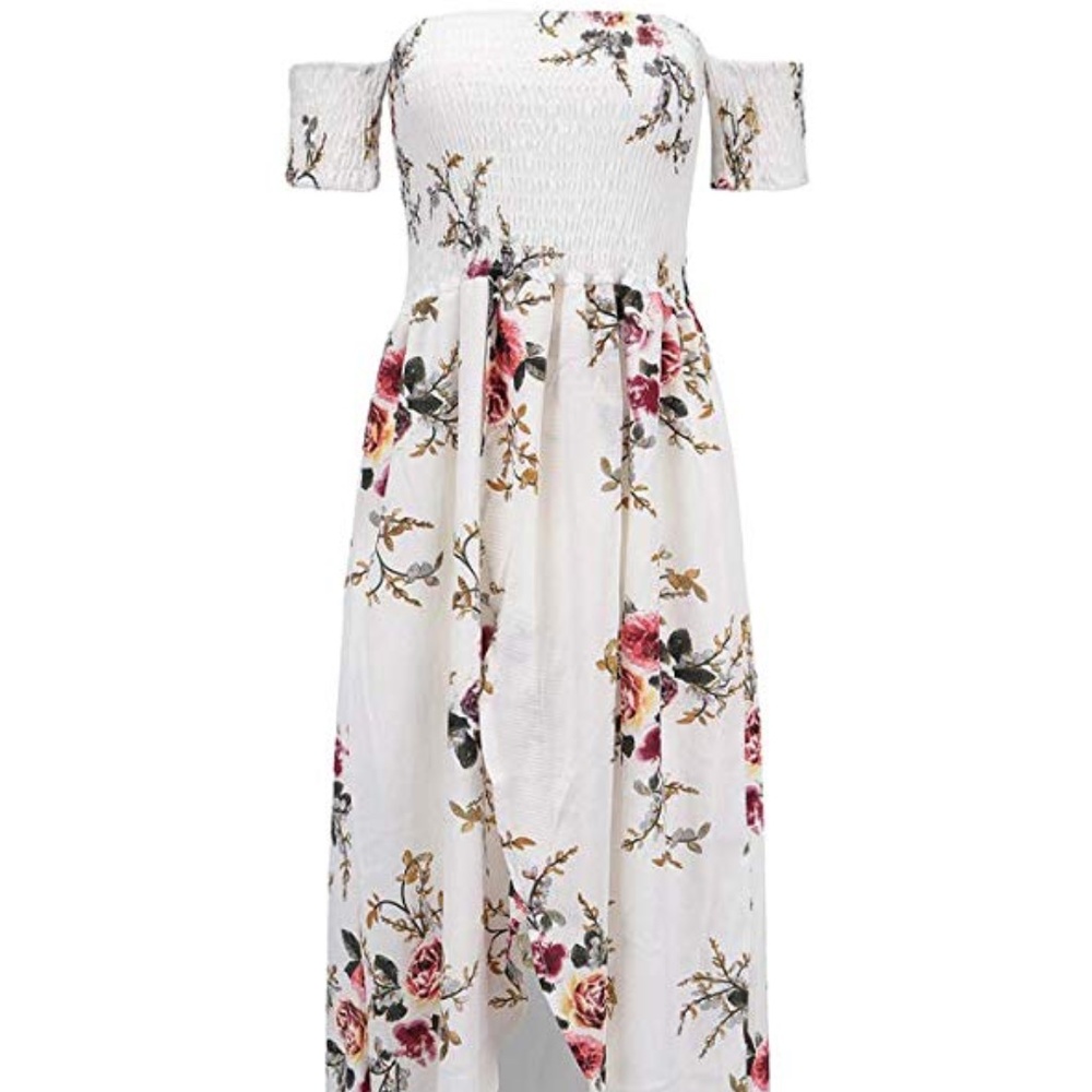 Off Shoulder Floral Split Chiffon Maxi dress - Picture 5 of 6